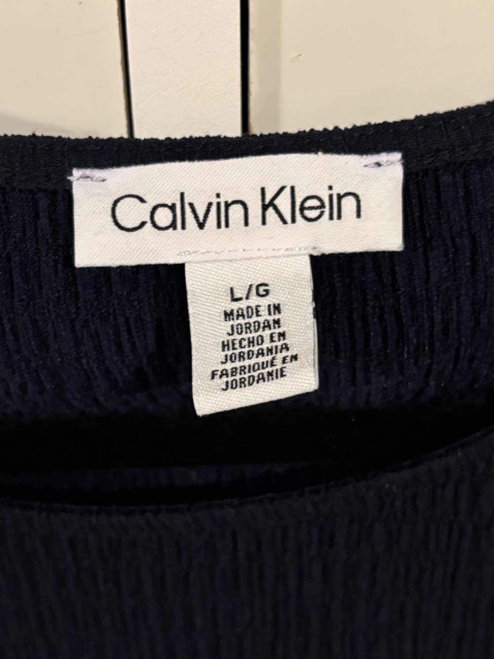 Calvin Klein Women’s Pull Over Top Navy Short Sleeves Large - Picture 3 of 5